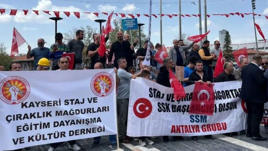 Staj ve çıraklık sigortası mağdurları eylemde