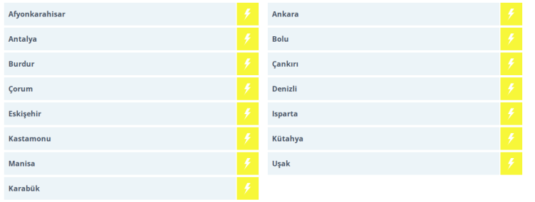 Meteoroloji'den 15 il için sarı kodlu 